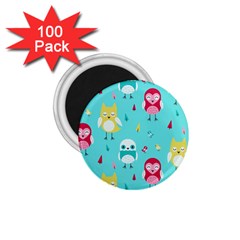 Owls Owl Bird Cute Animal Art Vector  Pattern Colorful 1 75  Magnets (100 Pack)  by Salman4z