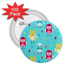 Owls Owl Bird Cute Animal Art Vector  Pattern Colorful 2 25  Buttons (100 Pack)  by Salman4z