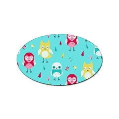 Owls Owl Bird Cute Animal Art Vector  Pattern Colorful Sticker Oval (10 Pack) by Salman4z