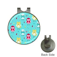 Owls Owl Bird Cute Animal Art Vector  Pattern Colorful Hat Clips With Golf Markers by Salman4z