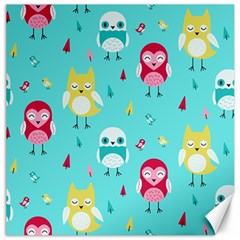 Owls Owl Bird Cute Animal Art Vector  Pattern Colorful Canvas 12  X 12  by Salman4z