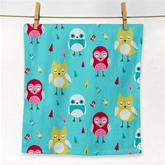 Owls Owl Bird Cute Animal Art Vector  Pattern Colorful Face Towel by Salman4z