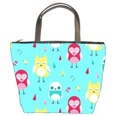 Owls Owl Bird Cute Animal Art Vector  Pattern Colorful Bucket Bag by Salman4z