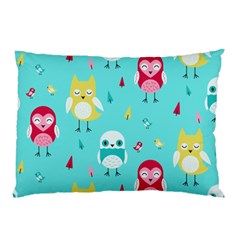 Owls Owl Bird Cute Animal Art Vector  Pattern Colorful Pillow Case by Salman4z