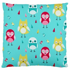 Owls Owl Bird Cute Animal Art Vector  Pattern Colorful Large Cushion Case (one Side) by Salman4z