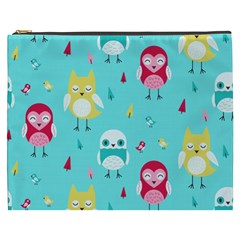 Owls Owl Bird Cute Animal Art Vector  Pattern Colorful Cosmetic Bag (xxxl) by Salman4z