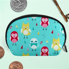 Owls Owl Bird Cute Animal Art Vector  Pattern Colorful Accessory Pouch (large) by Salman4z