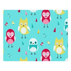 Owls Owl Bird Cute Animal Art Vector  Pattern Colorful Two Sides Premium Plush Fleece Blanket (large) by Salman4z