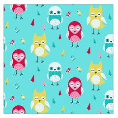 Owls Owl Bird Cute Animal Art Vector  Pattern Colorful Square Satin Scarf (36  X 36 ) by Salman4z