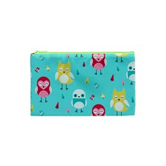 Owls Owl Bird Cute Animal Art Vector  Pattern Colorful Cosmetic Bag (xs) by Salman4z