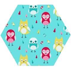 Owls Owl Bird Cute Animal Art Vector  Pattern Colorful Wooden Puzzle Hexagon by Salman4z