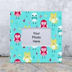 Owls Owl Bird Cute Animal Art Vector  Pattern Colorful White Box Photo Frame 4  X 6  by Salman4z