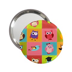 Owls Pattern Abstract Art Vector Cartoon 2 25  Handbag Mirrors by Salman4z