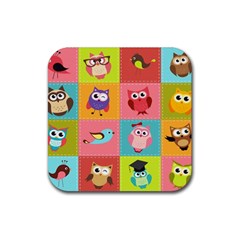 Owls Pattern Abstract Art Vector Cartoon Rubber Coaster (square) by Salman4z