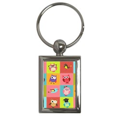 Owls Pattern Abstract Art Vector Cartoon Key Chain (rectangle) by Salman4z