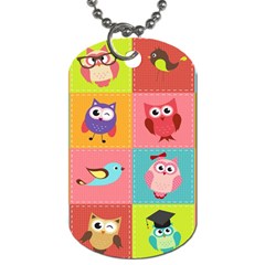 Owls Pattern Abstract Art Vector Cartoon Dog Tag (one Side) by Salman4z