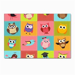 Owls Pattern Abstract Art Vector Cartoon Postcards 5  X 7  (pkg Of 10) by Salman4z