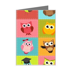 Owls Pattern Abstract Art Vector Cartoon Mini Greeting Card by Salman4z