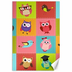 Owls Pattern Abstract Art Vector Cartoon Canvas 12  X 18  by Salman4z