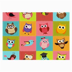 Owls Pattern Abstract Art Vector Cartoon Large Glasses Cloth (2 Sides) by Salman4z