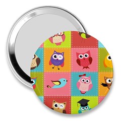 Owls Pattern Abstract Art Vector Cartoon 3  Handbag Mirrors by Salman4z