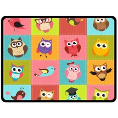 Owls Pattern Abstract Art Vector Cartoon Two Sides Fleece Blanket (large) by Salman4z