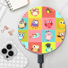 Owls Pattern Abstract Art Vector Cartoon Wireless Fast Charger(white) by Salman4z