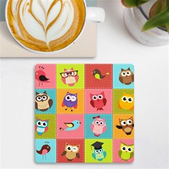 Owls Pattern Abstract Art Vector Cartoon Uv Print Square Tile Coaster  by Salman4z