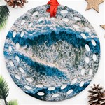 Waves Wave Nature Beach Ornament (Round Filigree) Front