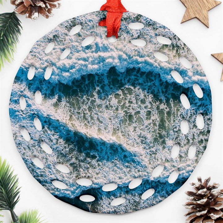 Waves Wave Nature Beach Ornament (Round Filigree)