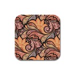 Colorful Background Artwork Pattern Floral Patterns Retro Paisley Rubber Square Coaster (4 pack) Front