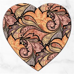 Colorful Background Artwork Pattern Floral Patterns Retro Paisley Jigsaw Puzzle (heart) by Salman4z