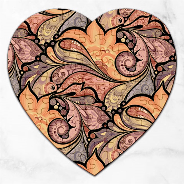 Colorful Background Artwork Pattern Floral Patterns Retro Paisley Jigsaw Puzzle (Heart)