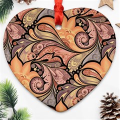 Colorful Background Artwork Pattern Floral Patterns Retro Paisley Heart Ornament (two Sides) by Salman4z