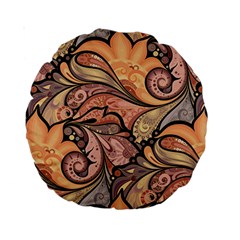 Colorful Background Artwork Pattern Floral Patterns Retro Paisley Standard 15  Premium Round Cushions by Salman4z