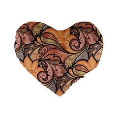 Colorful Background Artwork Pattern Floral Patterns Retro Paisley Standard 16  Premium Heart Shape Cushions by Salman4z