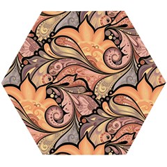 Colorful Background Artwork Pattern Floral Patterns Retro Paisley Wooden Puzzle Hexagon by Salman4z