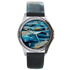 Waves Wave Water Blue Sea Ocean Abstract Round Metal Watch