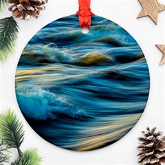 Waves Wave Water Blue Sea Ocean Abstract Ornament (Round)