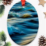 Waves Wave Water Blue Sea Ocean Abstract Ornament (Oval) Front