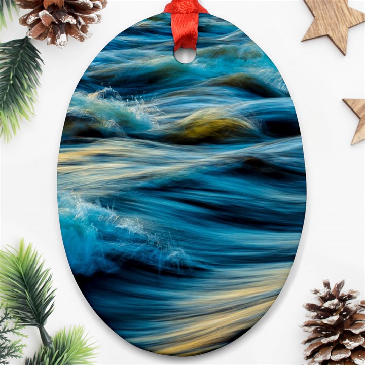 Waves Wave Water Blue Sea Ocean Abstract Ornament (Oval)