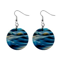 Waves Wave Water Blue Sea Ocean Abstract Mini Button Earrings