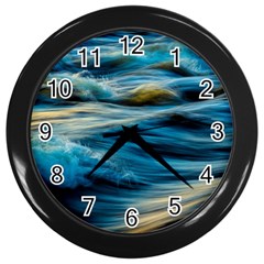 Waves Wave Water Blue Sea Ocean Abstract Wall Clock (Black)