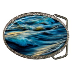 Waves Wave Water Blue Sea Ocean Abstract Belt Buckles by Salman4z