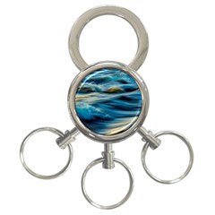 Waves Wave Water Blue Sea Ocean Abstract 3-ring Key Chain by Salman4z