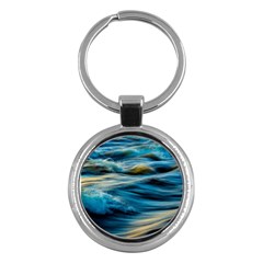 Waves Wave Water Blue Sea Ocean Abstract Key Chain (round) by Salman4z