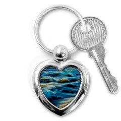 Waves Wave Water Blue Sea Ocean Abstract Key Chain (Heart)