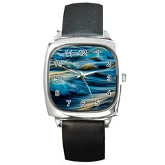 Waves Wave Water Blue Sea Ocean Abstract Square Metal Watch