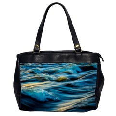 Waves Wave Water Blue Sea Ocean Abstract Oversize Office Handbag (2 Sides) by Salman4z