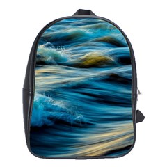 Waves Wave Water Blue Sea Ocean Abstract School Bag (XL)